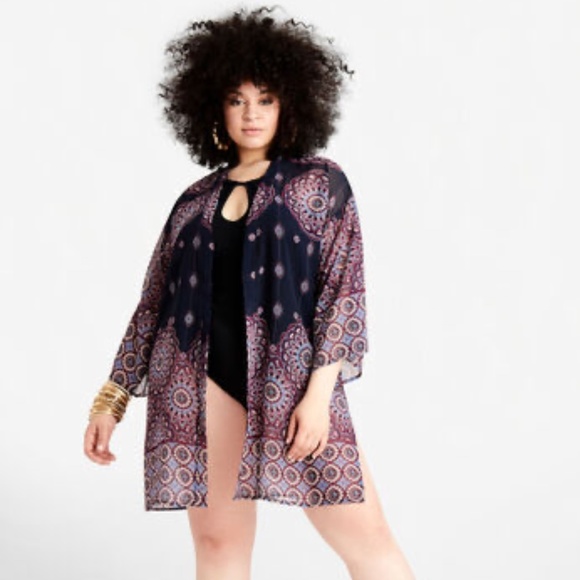 Ashley Stewart Other - Ashley Stewart/Dalin Abstract Kimono Swim Coverup NWT